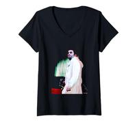 Femme Liam Gallagher Oasis Live Glasto 2004 par Andy Willsher T-Shirt avec Col en V