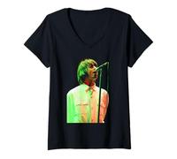 Femme Liam Gallagher Oasis Singer en Concert à Knebworth 1996 T-Shirt avec Col en V