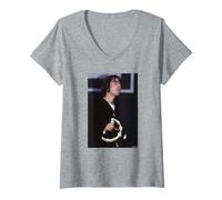 Femme Liam Gallagher of Oasis Live Tambourin par Andy Willsher T-Shirt avec Col en V