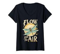 Femme Libellule Flow with The Air T-Shirt avec Col en V