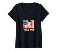 Femme Libération du Roi Depuis 1776 Déclaration d'indépendance américaine T-Shirt avec Col en V