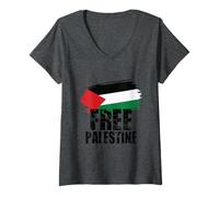 Femme Libérez la Palestine, Libérez la Voix palestinienne de Gaza T-Shirt avec Col en V