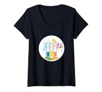 Femme Libérez votre créativité dans le tube à essai avec des couleurs vives T-Shirt avec Col en V