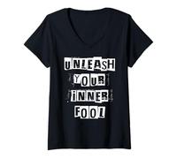 Femme Libérez Votre Fou intérieur T-Shirt avec Col en V