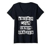 Femme Libérez Votre Kracken intérieur T-Shirt avec Col en V