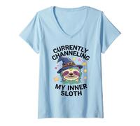 Femme Libérez votre paresseux intérieur T-Shirt avec Col en V