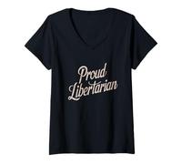 Femme Libertarian, anti FED, fière libertarianisme Argentine Milei T-Shirt avec Col en V