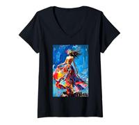 Femme Liberté spirituelle, Bonheur, vol, liberté, Danse, Sentiments T-Shirt avec Col en V