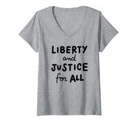 Femme Liberty and Justice for All T-Shirt avec Col en V
