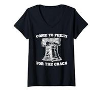 Femme Liberty Bell Vient à Philly for The Crack T-Shirt avec Col en V