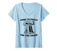 Femme Liberty Bell Vient à Philly for The Crack T-Shirt avec Col en V