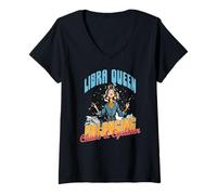 Femme Libra Queen Balancing Chaos and Eyeliner T-Shirt avec Col en V