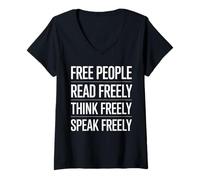 Femme Libre Lire Librement, Penser Librement, Parler Librement T-Shirt avec Col en V