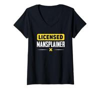 Femme Licencié Mansplainer Dire Plaidoyer en Faveur De l'homme T-Shirt avec Col en V