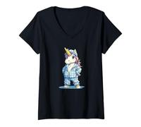 Femme Licorne amusante en pyjama pour une ambiance de rêve T-Shirt avec Col en V