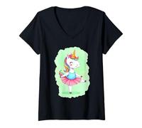 Femme Licorne dansant comme une ballerine - aquarelle style 1 T-Shirt avec Col en V