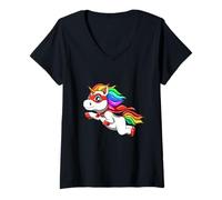 Femme Licorne drôle comme héros pour un super-héros T-Shirt avec Col en V