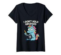 Femme Licorne I Don't Hold Grudges The List Humour T-Shirt avec Col en V
