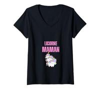 Femme Licorne Maman T-Shirt avec Col en V