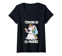 Femme Licorne Mariage Humour Fête Célibataire Future Mariée T-Shirt avec Col en V