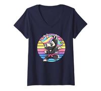 Femme Licorne Ninja Birthday Fantasy I Like Pre-K Crew Shine T-Shirt avec Col en V