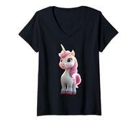 Femme Licorne Poney Cavalier Ponyhof Chevaux Équitation Licornes T-Shirt avec Col en V
