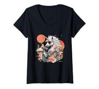 Femme Licorne Rock Star Guitariste Musique Chanteur Mignon T-Shirt avec Col en V