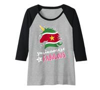 Femme Licorne Suriname Drapeau Suriname Manche Raglan
