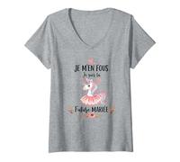 Femme Licorne Team Mariée Je M'en Fous Je suis La Future Mariée T-Shirt avec Col en V