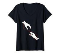 Femme Lien éternel : Illustration de la chaîne Rouge du Destin T-Shirt avec Col en V