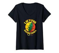 Femme Lietuva Basketball par Lituania Strong T-Shirt avec Col en V