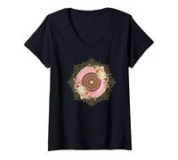 Femme Lièvre Krishna Radha Rama Hindou Spritiual Inde Népal Style T-Shirt avec Col en V