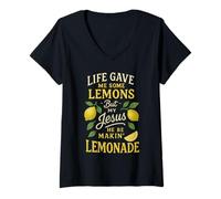 Femme Life Gave Me Some Lemons But My Jesus He Be Make Limonade T-Shirt avec Col en V