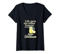 Femme Life Gave me Some Lemons But My Jesus he be Makin' Limonade T-Shirt avec Col en V