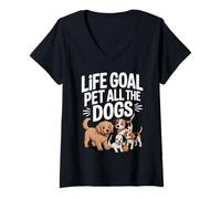 Femme Life Goal Pet All The Dogs Funny Dogs T-Shirt avec Col en V