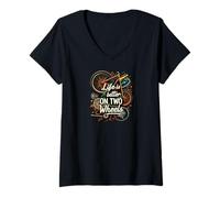 Femme Life is Better on Two Wheels Bicycle Cycling Bike Rider T-Shirt avec Col en V