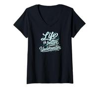 Femme Life is Better Underwater Scuba Diving Ocean Sea T-Shirt avec Col en V