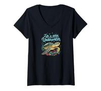 Femme Life is Better Underwater Sea Turtle Oceans Lover Diving T-Shirt avec Col en V