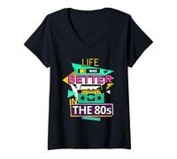 Femme Life Was Better in The 80s Funny Retro Gen X Citation T-Shirt avec Col en V