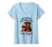 Femme Life Without Rottweilers I Don't Think So Funny Rottweiler T-Shirt avec Col en V