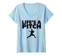 Femme Life's a Pitch Funny Baseball Pitcher Life's a Pitch T-Shirt avec Col en V