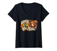 Femme Life's Short Crazy Squirrel, Amateur d'animaux rétro T-Shirt avec Col en V