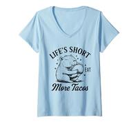Femme Life's Short Eat More Tacos Funny Capybara Lover T-Shirt avec Col en V