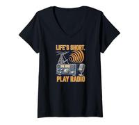 Femme Life's Short Play Radio Ham Amateur Operator T-Shirt avec Col en V