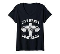 Femme Lift Heavy Pray Hard Christian Workout Gym Apparel Men T-Shirt avec Col en V