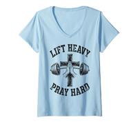 Femme Lift Heavy Pray Hard Christian Workout Gym Apparel Men T-Shirt avec Col en V