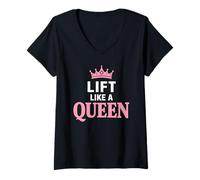 Femme Lift Like A Queen Drôle Bodybuilding T-Shirt avec Col en V