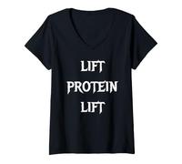 Femme Lift Protein Bodybuilder Régime d'entraînement T-Shirt avec Col en V