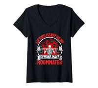 Femme Lifting Heavy So My Demons Have Roommates T-Shirt avec Col en V