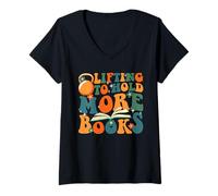 Femme Lifting to Hold More Books Open Book T-Shirt avec Col en V
